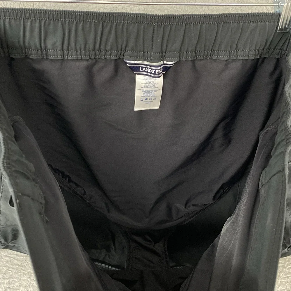 Lands End Swim Shorts Womens 16W Black Plus Lined Drawstring Quick Dry Beach